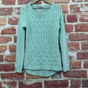 Bianca B Sweater Women's Large Aqua Blue Metallic Wool Blend Made In Italy
